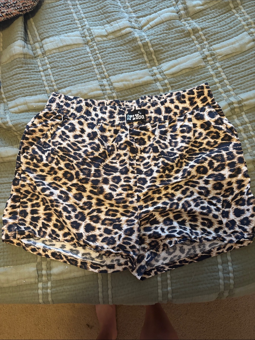 Leopard Print Athletic Shorts for Women - Black/Tan